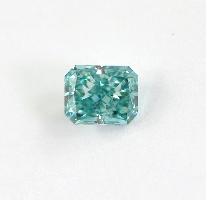1 pcs Diamante - 1.01 ct - Radiante - Colore trattato - blu verdastro vivace fantasia - SI1