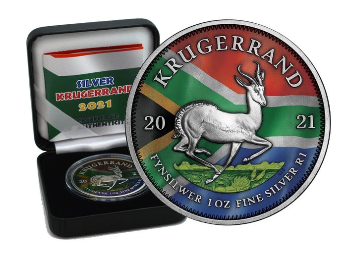 South Africa. 1 Rand 2021 Krugerrand - Flag Edition in Box - 1 Oz