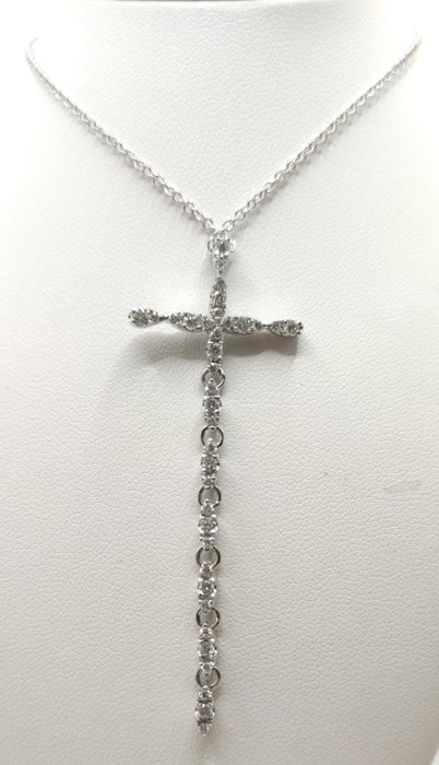 Image 2 of 18 kt. White gold - Necklace with pendant