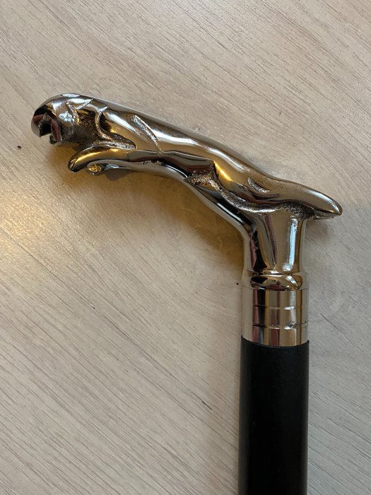 Preview of the first image of Elegant Antique Solid Brass and Rosewood Jaguar Walking Stick - rosewood, solid brass - Second half.