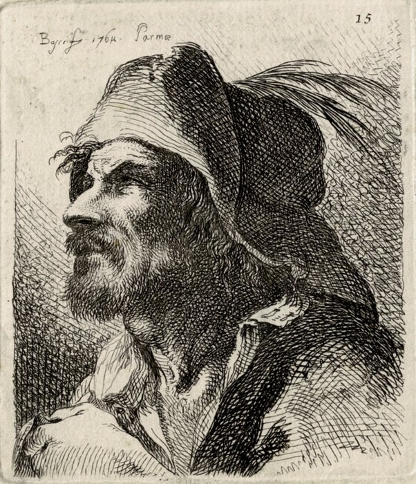 Benigno Bossi (1727-1792) - Man with plumed hat