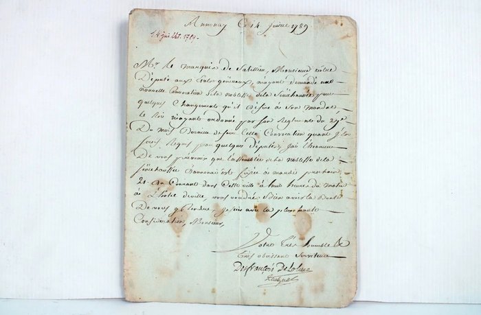 M. Desfrançois de Lolme - Document  datée 14 juillet 1789 - 1789