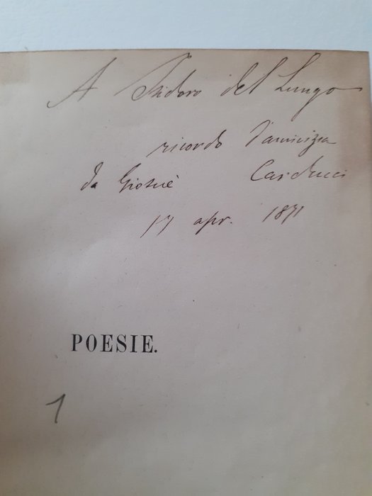 Preview of the first image of GiosuéCarducciautografo - Poesie di Giosué Carducci - 1871.