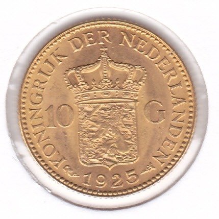 Netherlands. Wilhelmina (1890-1948). 10 Gulden 1925- Parelvariant