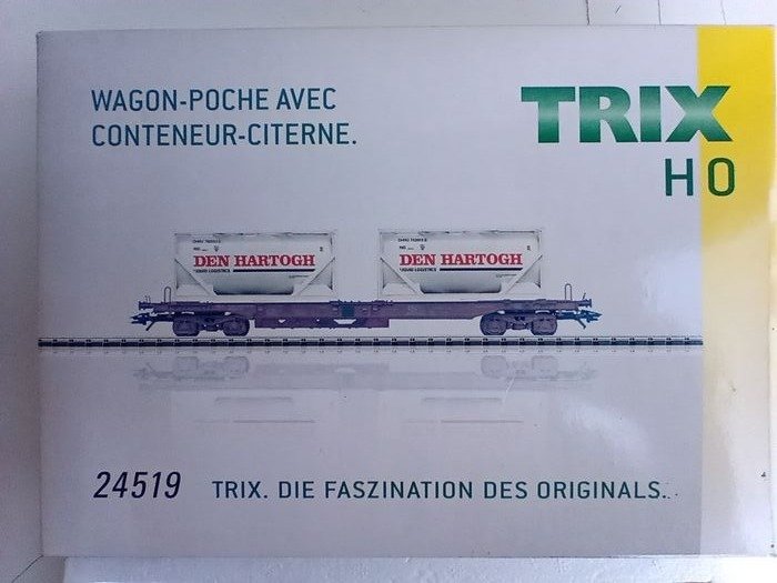 Trix H0 - 24519 - Goederenwagon - 4 assige buidelwagen beladen met 2x tankcontainer - SNCF