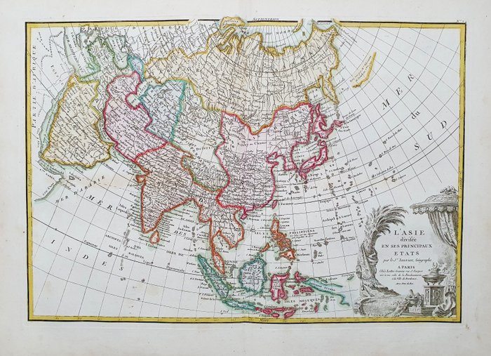 Asia, China, Korea, Japan, India, Philippines; G. Rizzi Zannoni / Janvier / Lattre - L'Asie divisee en ses Principaux Etats - 1761-1780