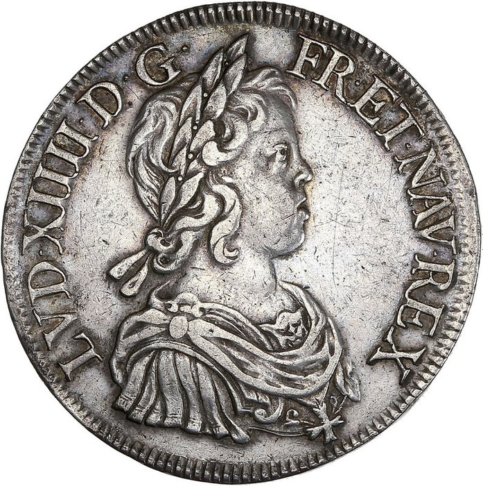 France. Louis XIV (1643-1715). Ecu à la mèche courte - 1643-A, Paris