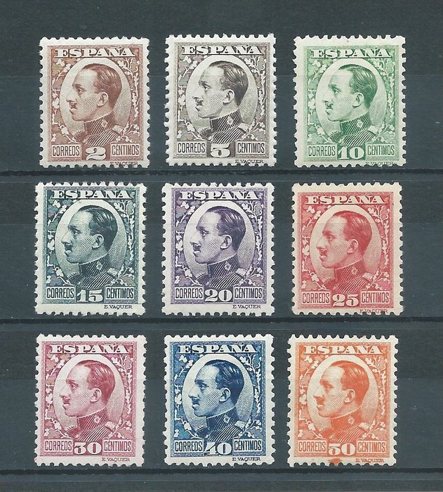 Spanje 1930 - Alfonso XIII, Vaquer type in profile - Well centred - Edifil nº 490/498