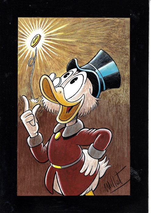 Scrooge McDuck and his first dime - Signed Original drawing by Millet