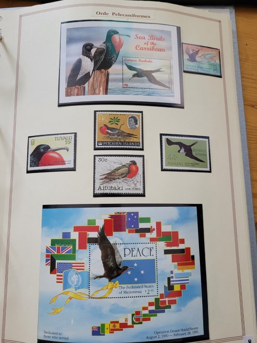 Wereld - Thema Vogels - Birds - 3 Banden met verzameling Vogels - Zegels - Series - Blokken - Michel