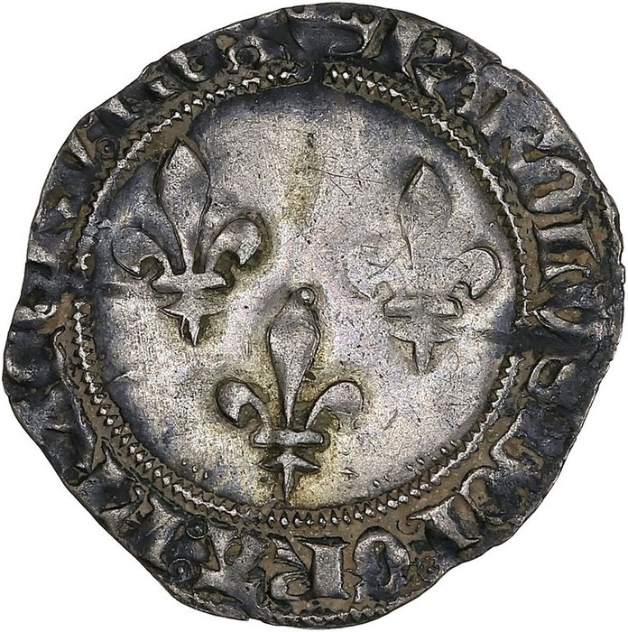 Frankreich. Karl VII. der Siegreiche (1422-1461). Double gros ou plaque 4e émission (Tournai)