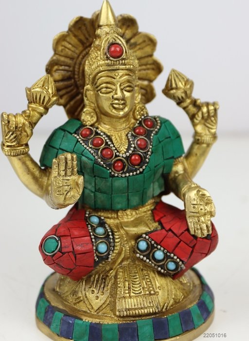 bella immagine Shri Lakshmi - turchese bronzo - Nepal - fine del XX secolo inizio del XXI secolo