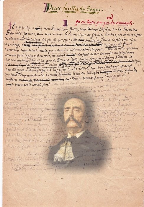 Barbey d'Aurevilly - Manuscrit autographe - intitulé: "Deux facettes de bague" - 1886