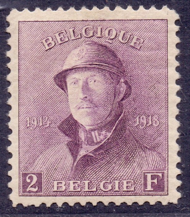 België 1919 - Koning Albert I 'Helm' 2Fr - OBP/COB 176 - uitstekend gecentreerd