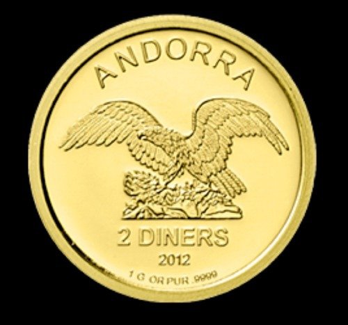 Andorra. 2 Diners 2012 - Eagle - 1 gram Gold