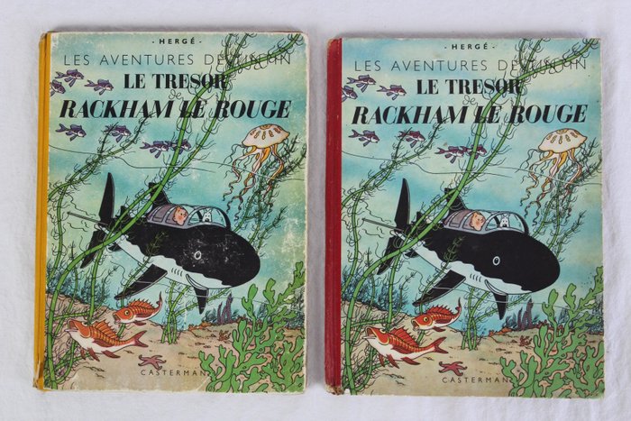 Tintin T12 - Le Trésor de Rackham le Rouge (B1 + B4) - 2 x C - Herdruk - (1946/1950)