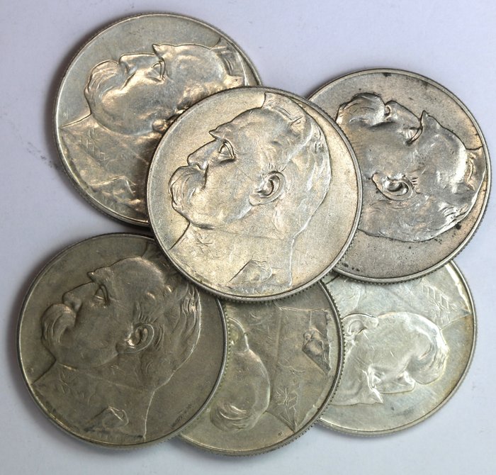 Poland. 10 Złotych 1935-1937, 6 Coins