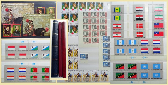 Belgio, Danimarca, Nazioni Unite New York World Flags. - All kinds in three stock books
