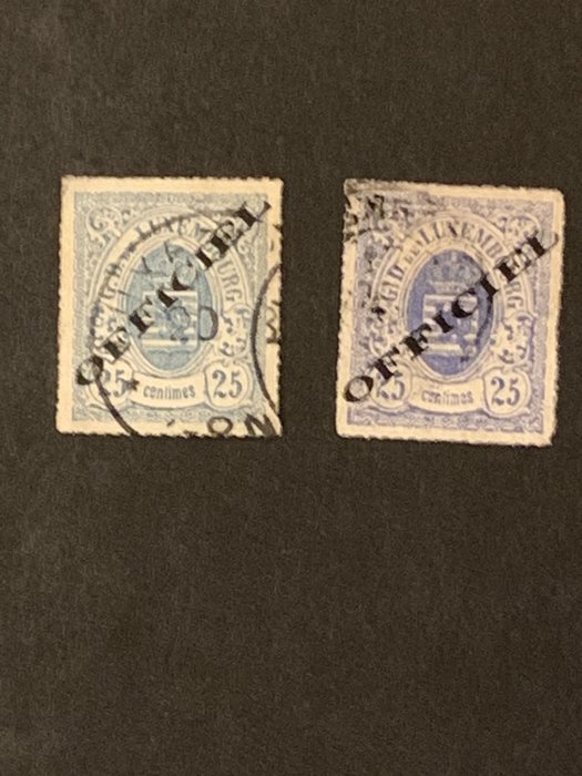 Luxembourg 1875 - Beautiful Yvert 6 Blue and 6a outremer with inspection catalogue value Yvert € 1900 - Yvert Service 6 + 6a