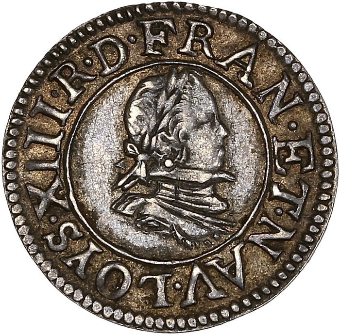 France. Louis XIII (1610-1643). Denier Tournois 1622-G, Poitiers. Essai en argent