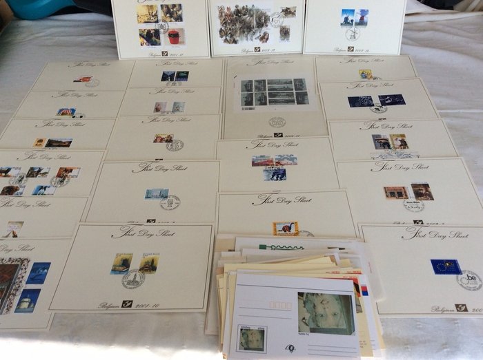 Belgien 1912/2012 - lot with postal stationary pieces 112 pieces, yellow postcards first day covers and other.