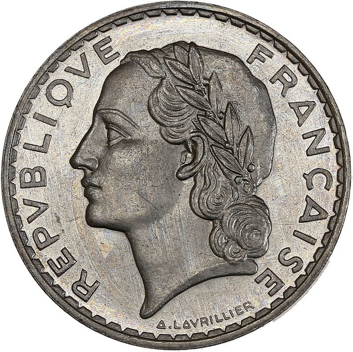 Frankrijk. Third Republic (1870-1940). 5 Francs Essai lavrillier 1933