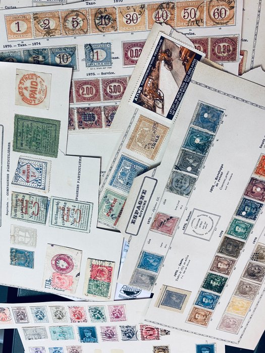 Europe - interesting selection of classic stamps on old sheets including Reich, Italy, Denmark +