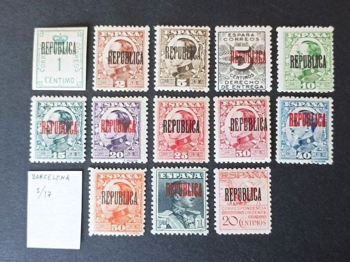 Spain - Local issues 1931 - Lot 18. Local from Barcelona. 3 complete sets. - Edifil 5/17, 18/28, 29/32