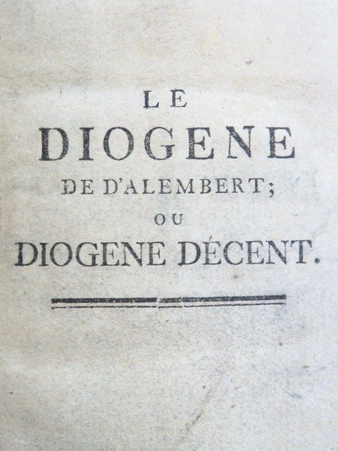 Le Guay de Prémontval, André-Pierre (1716-1764). - Le Diogene de d'Alembert, ou, Diogene décent : pensées libres sur l'home et sur les objets. Berlin - 1755