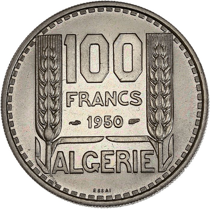 Algerije. 100 Francs Essai turin 1950