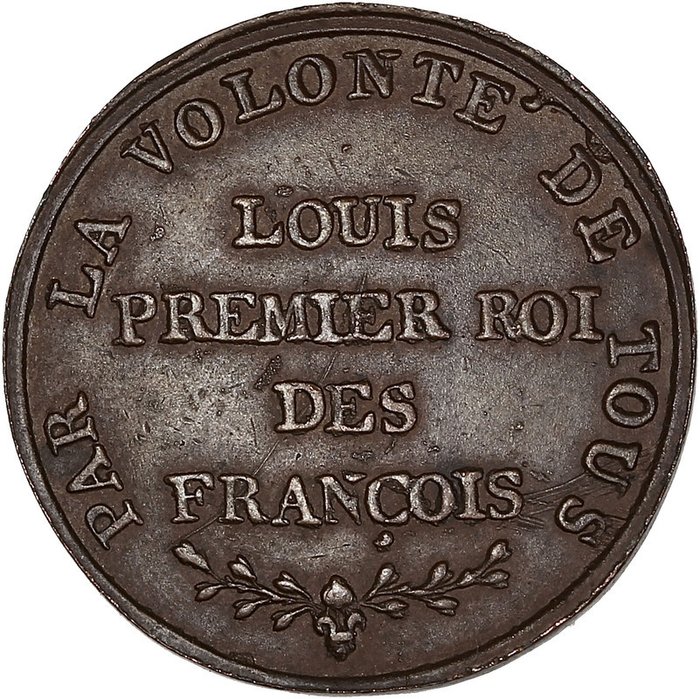 Frankreich. Constitution (1791-1792). 6 Sols Essai de la pièce de six sols, Louis Premier roi des François 1790, Paris. RR