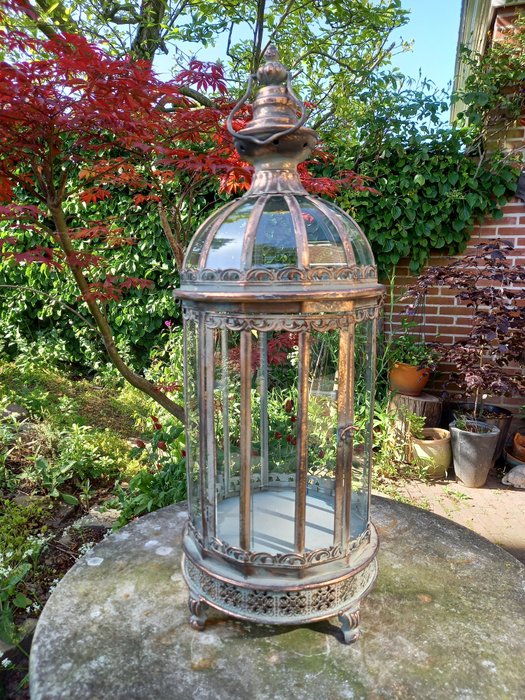 "Large Candle Lantern" 65 cm - Lámpás - Fém, Üveg