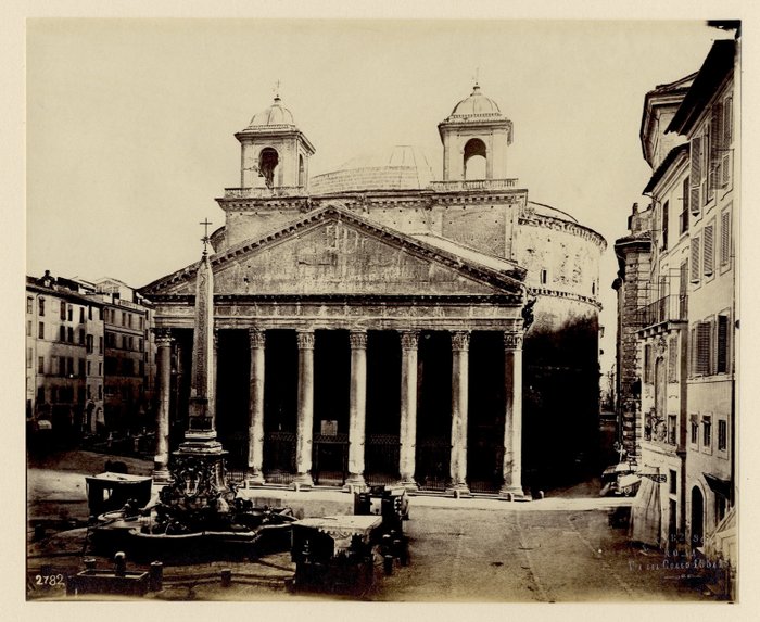 Enrico Verzaschi - 1860 - Pantheon, Piazza della Rotunda, Rome, Italy / Roma, Italia - 20.3 x 24.9 cm