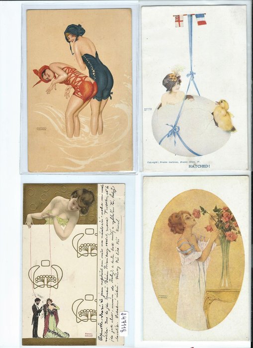 4 très belle carte post Raphael Kirchner - 1900-1920