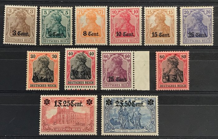 Belgien 1916 - Occupation stamps - Third set of "German stamps with overprint Cent of F" - Volledige Reeks - POSTFRIS - OC26/37