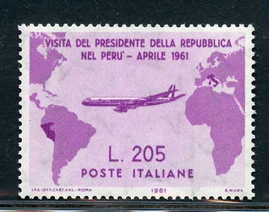 République italienne 1961 - 205 lire, pink lilac, Gronchi Rosa - Sassone N. 921