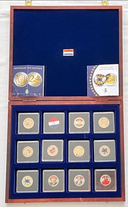 Nederland. 2 Euro 2007-2017 with colors, certificate in luxery box (12 coins)
