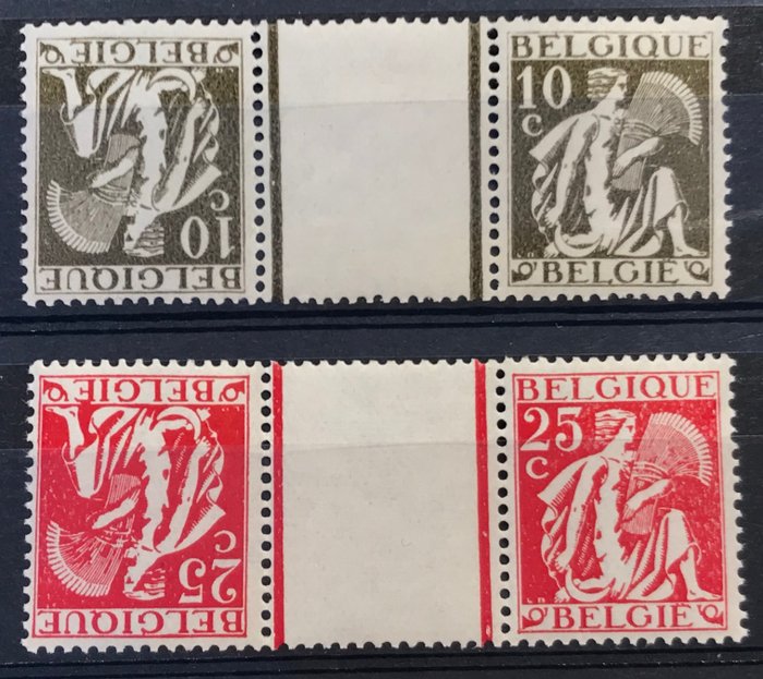 Belgien 1932 - Inverted stamps with centre panel - Ceres - MNH - OBP KT13/KT14