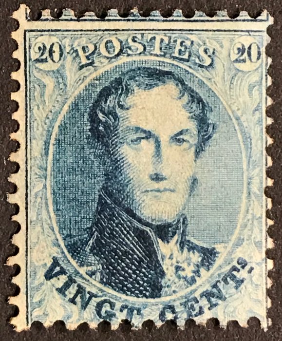 België 1863 - Leopold I getande medaillon 20 centimes - T 12 1/2 x 13 1/2 - POSTFRIS - OBP 15A
