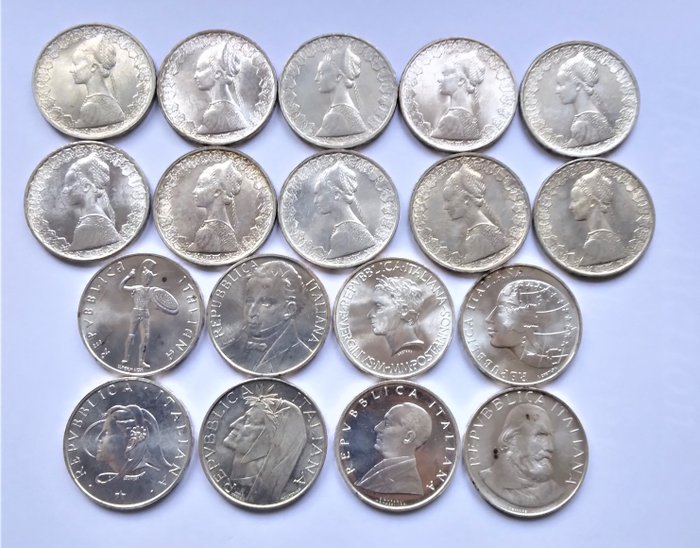 Italië, Italiaanse Republiek. 500 Lire (18 pezzi) "Caravelle" + commemorative argento