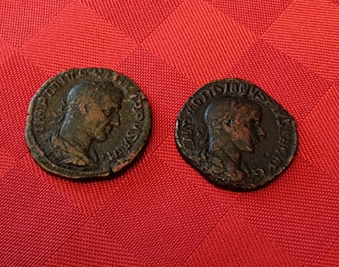 Roman Empire. Lot of 2 Æ Sestertii,  Philip I (AD 244-249) and Gordian III (AD 238-244)