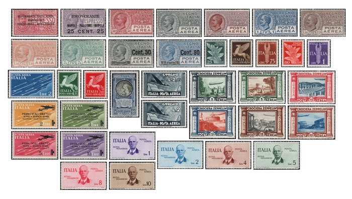 Italy Kingdom 1917/1934 - Selection of airmail, 38 values - Sassone 1/17-41-44/50-56/59-73-83/88