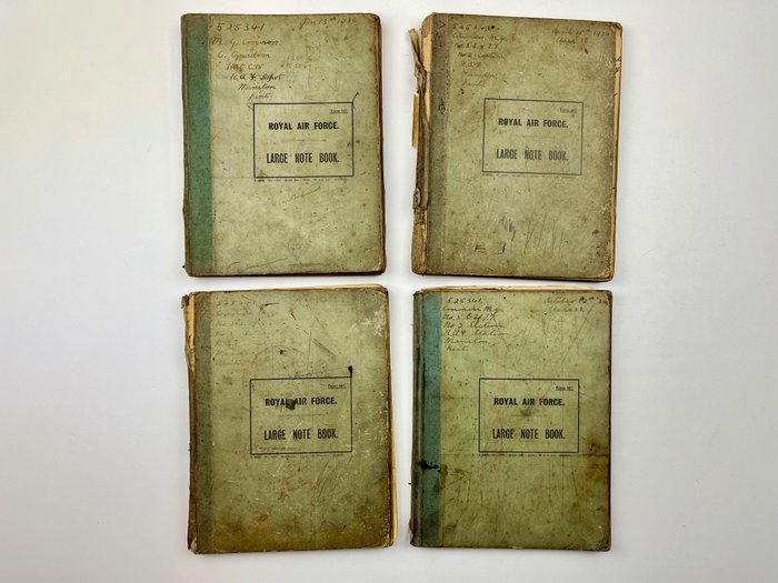 n/a - 4 extremely rare hand-written personal notebooks of a Royal Air Force fitter from 1936! - 1936