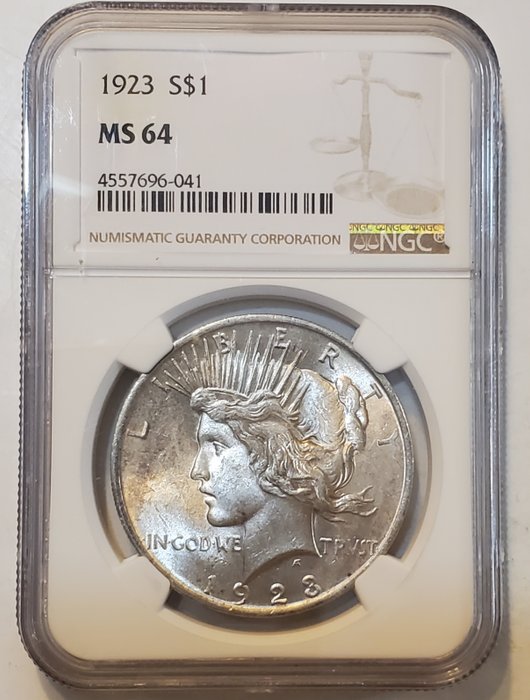 United States. Peace Dollar 1923 in MS64 Slab