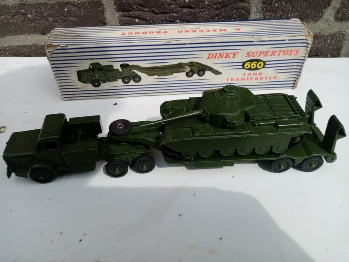 Dinky Toys - 1:43 - Mighty Anthar Tanktransporter plus Centurion Tank - Incl originele doos Tanktransporter