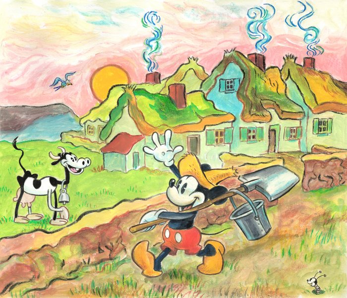 Mickey & Minnie inspired by Van Gogh's Art - Original Painting - Signed by Tony Fernandez - Acrylic Art