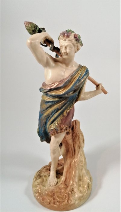 James Hadley - Royal Worcester - Figurine, Satyr with Staff, Pattern 1440 (1) - Porcelain for sale  