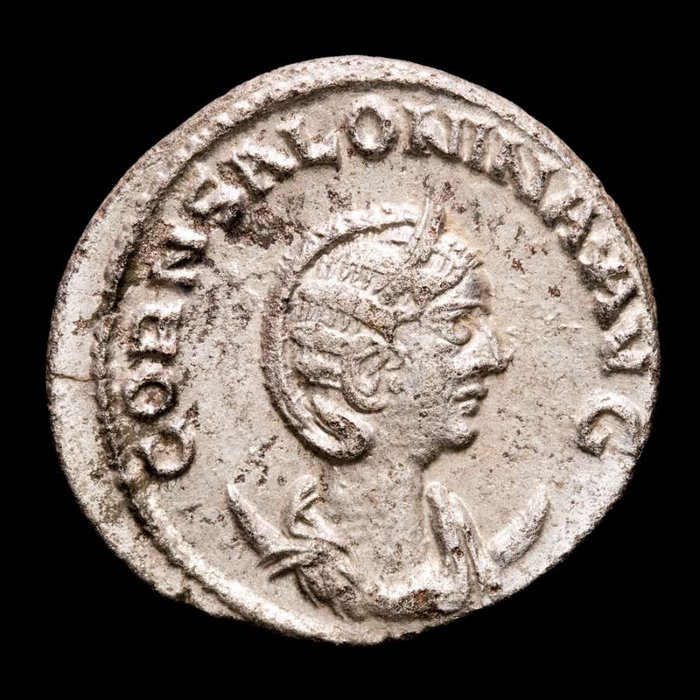 Roman Empire. Salonina (Augusta, AD 254-268). AR Antoninianus,  Samosata - CONCORDIA AVGG, Gallienus clasping hand with Salonina