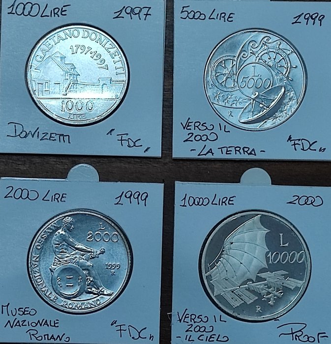 Italië, Italiaanse Republiek. Lotto di 4 monete Commemorative