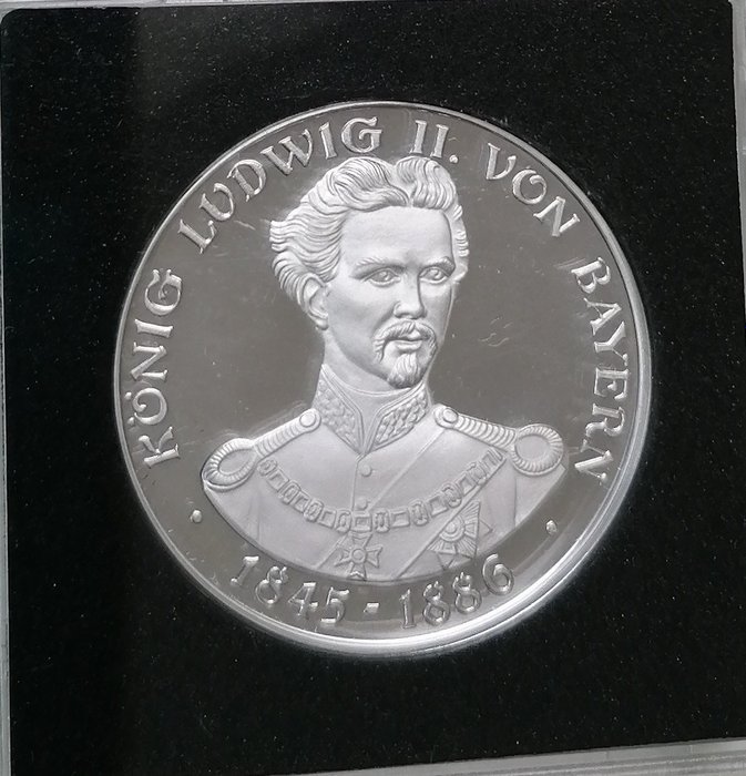 Allemagne, République Fédérale. Silbermedaille auf König Ludwig II von Bayern. Polierte Platte.